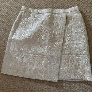 NWT J. Crew Metallic Faux Wrap Jacquard Mini Skirt - Size 0
